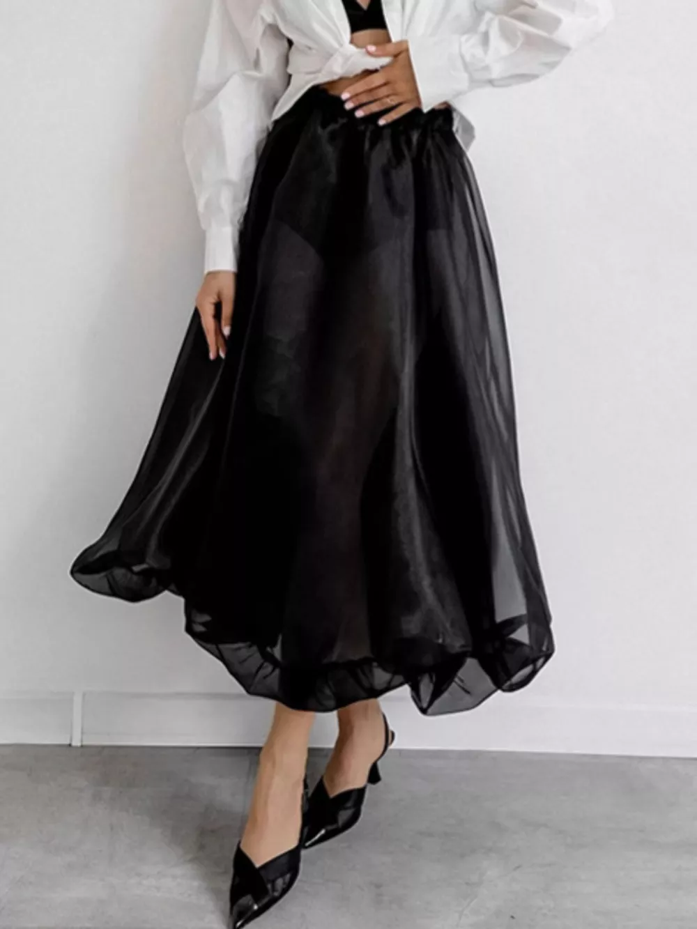 Elastic Waist Flowy Skirt