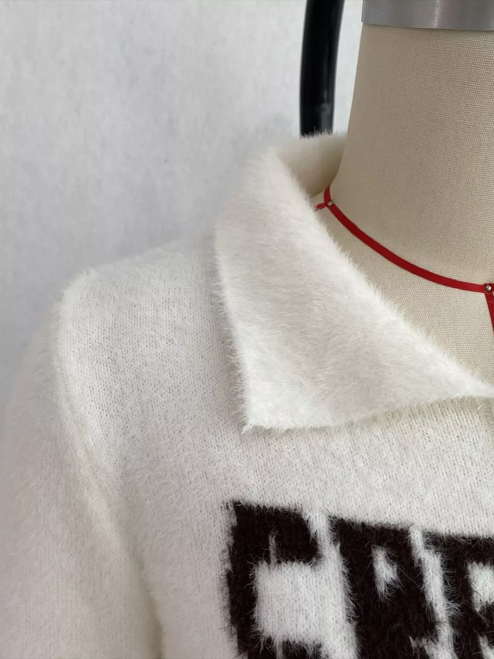 Fuzzy Letter Zip-Up Cardigan, image 7