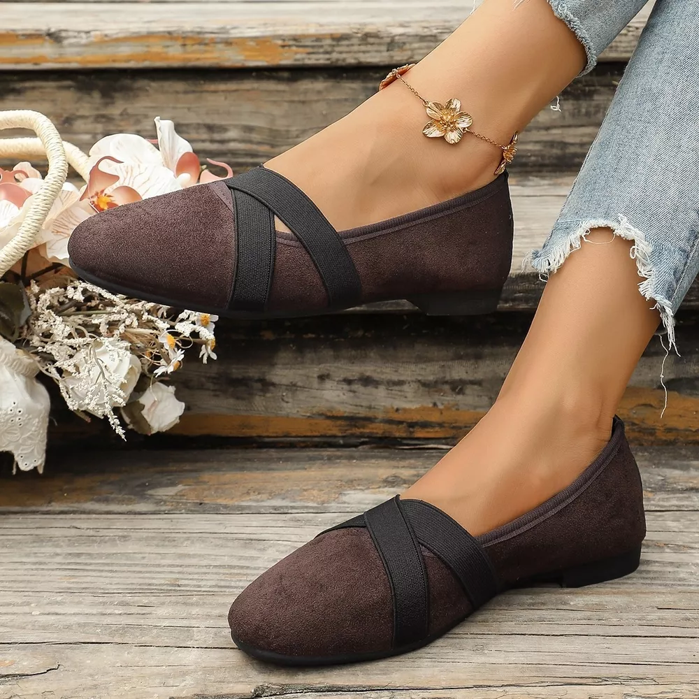 Suede Cross-Strap Slip-On Loafers, image 11