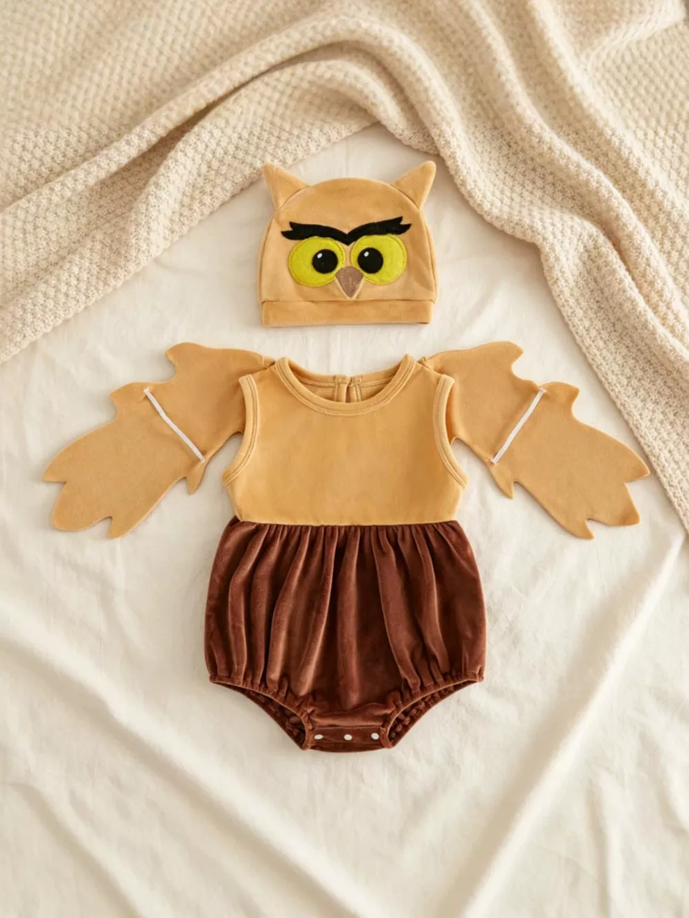 Children's Owl Wings Top and Bottom Set with Hat, image 4