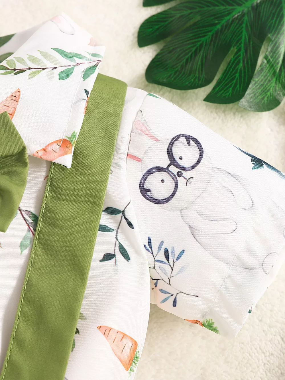 Children's Bunny Print Shirt with Suspender Shorts Set, image 3
