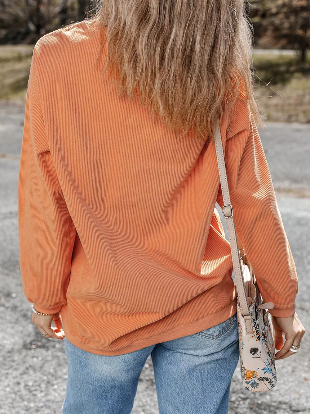 Halloween Leopard Pumpkin Patchwork Ribbed Sweatshirt, image 3