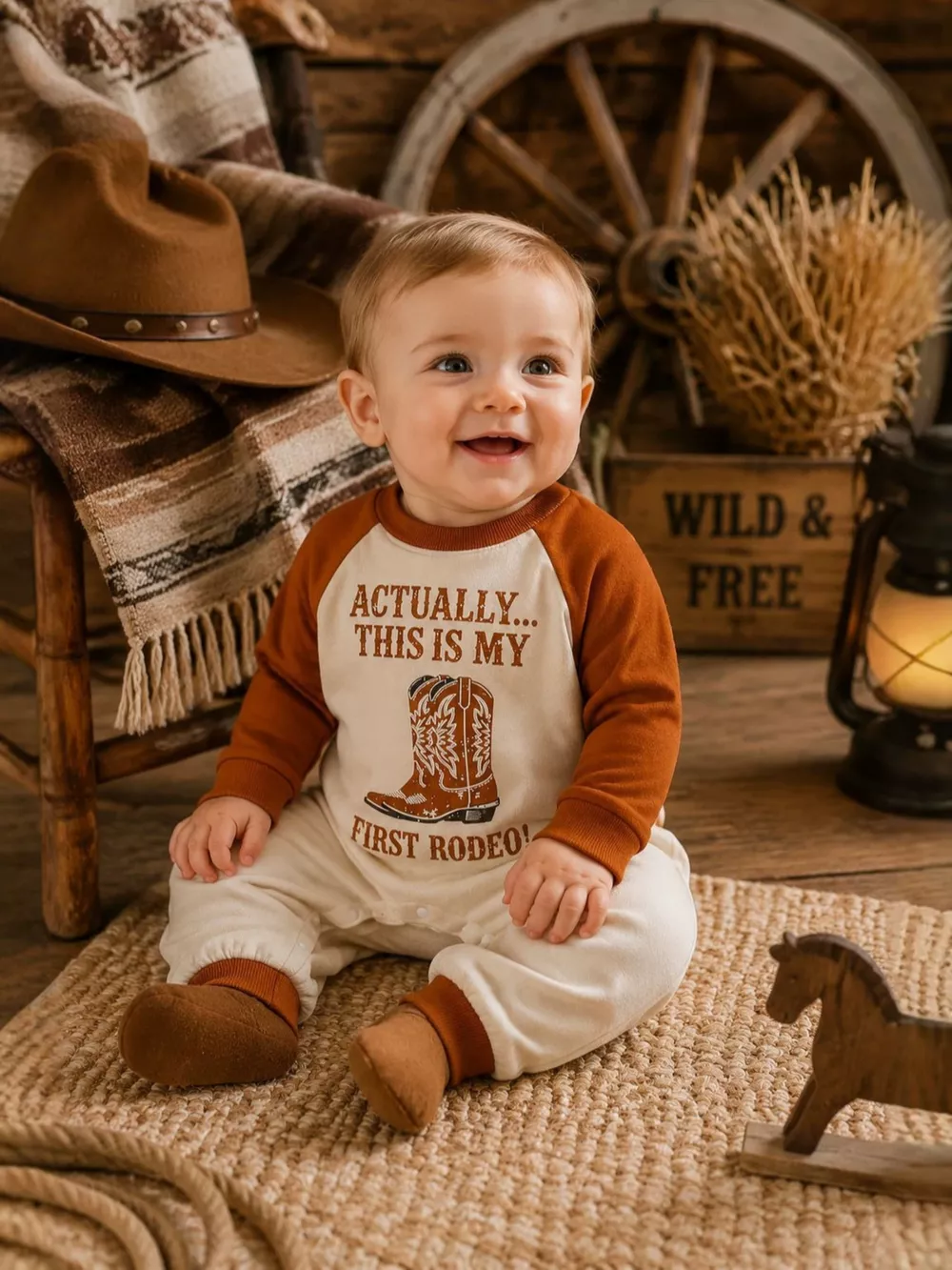 Children's Letter Raglan Sleeve One-Piece