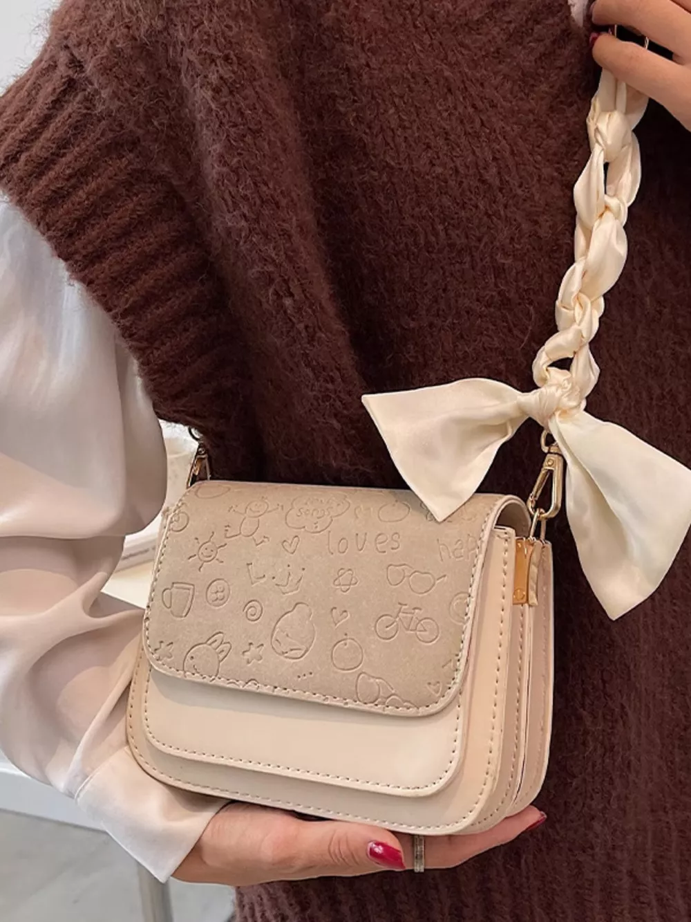 Color Block Flap Crossbody Bag