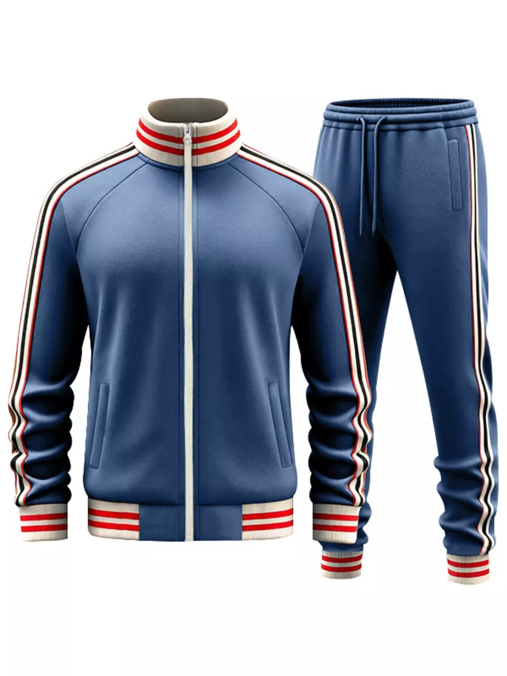 Men's Full Size Striped Zip Up Outerwear and Pants Plus Size, image 19