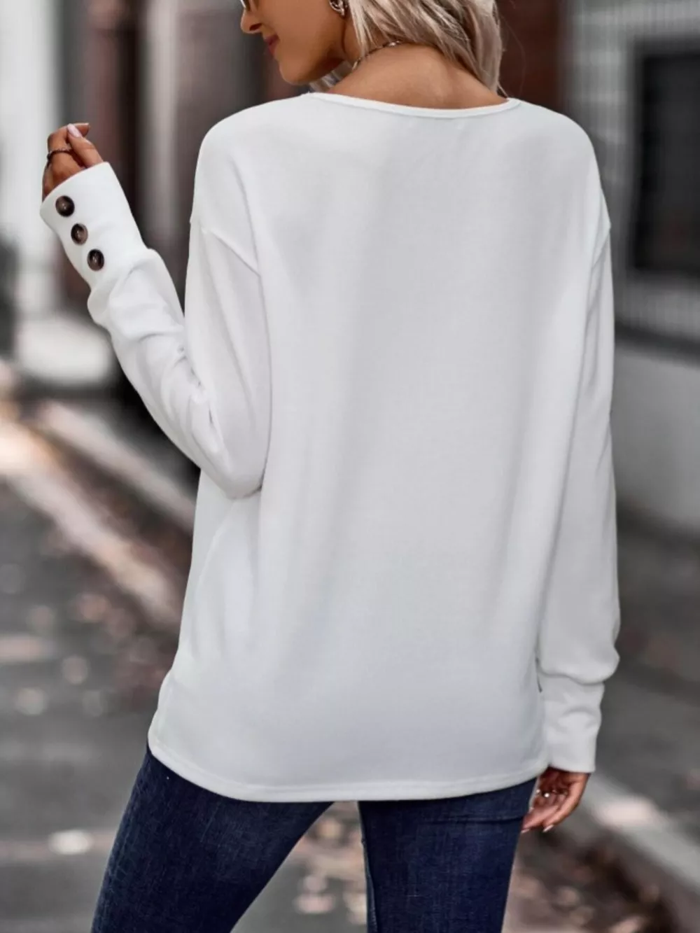 V-Neck Long Sleeve T-Shirt, image 10