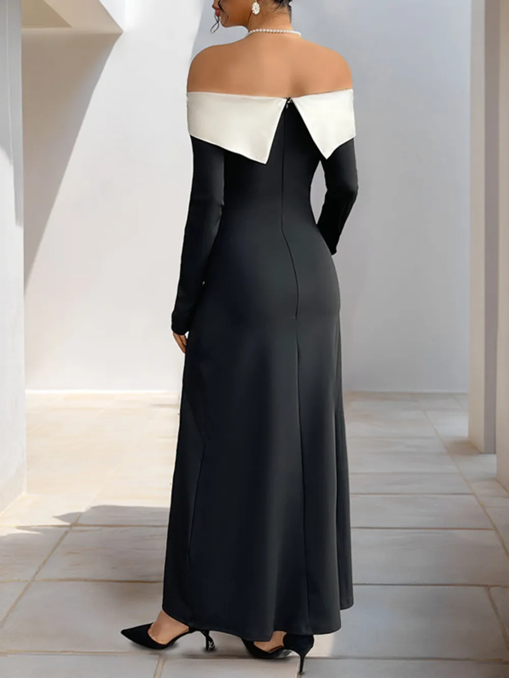 Side Slit Off-Shoulder Maxi Dress, image 5