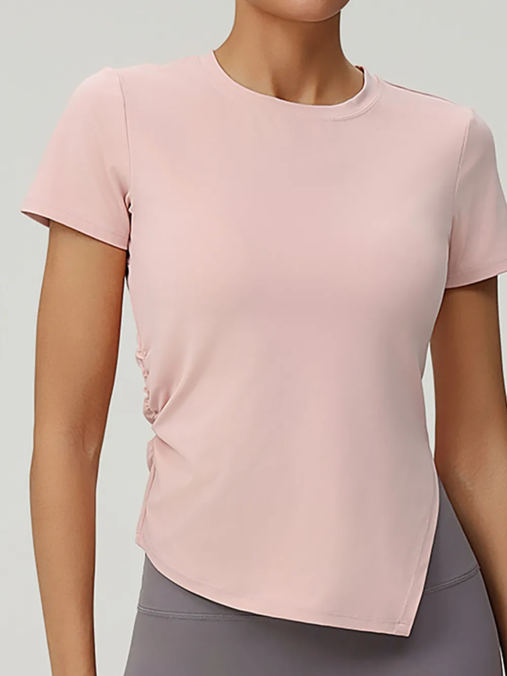Full Size Slit Round Neck Short Sleeve Active T-Shirt Plus Size, image 6