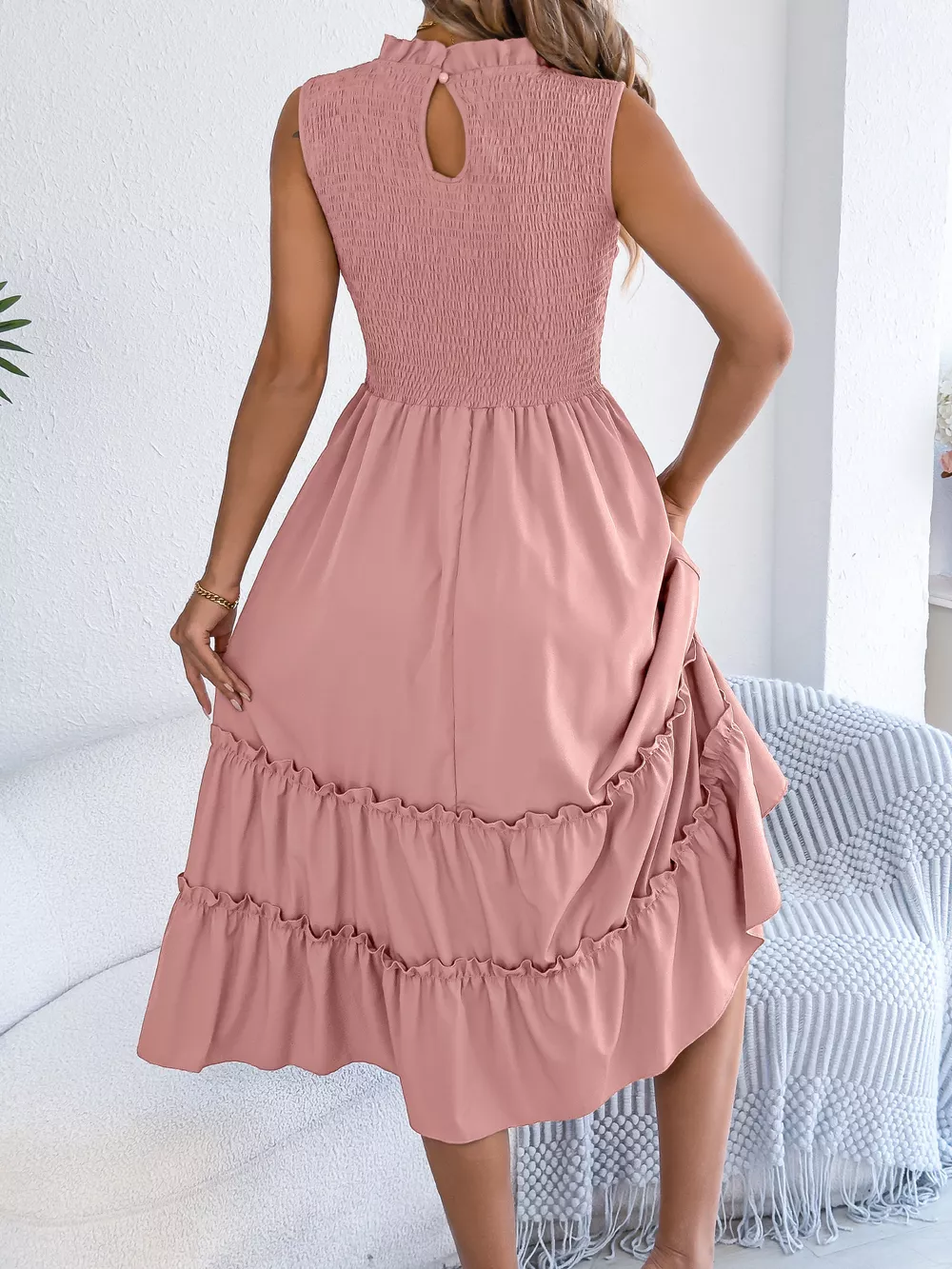 Smocked Sleeveless Tiered Dress, image 18