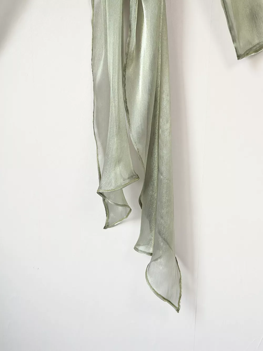 Sheer Front Tie Detail Long Sleeve Shirt, image 18