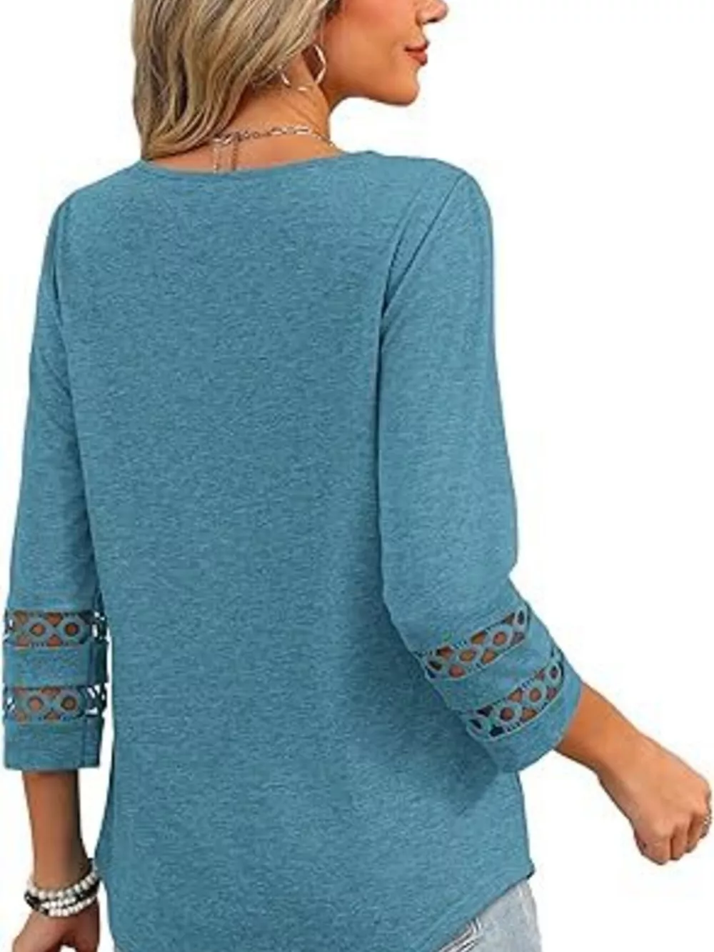 V-Neck Cutout 3/4 Sleeve T-Shirt, image 24