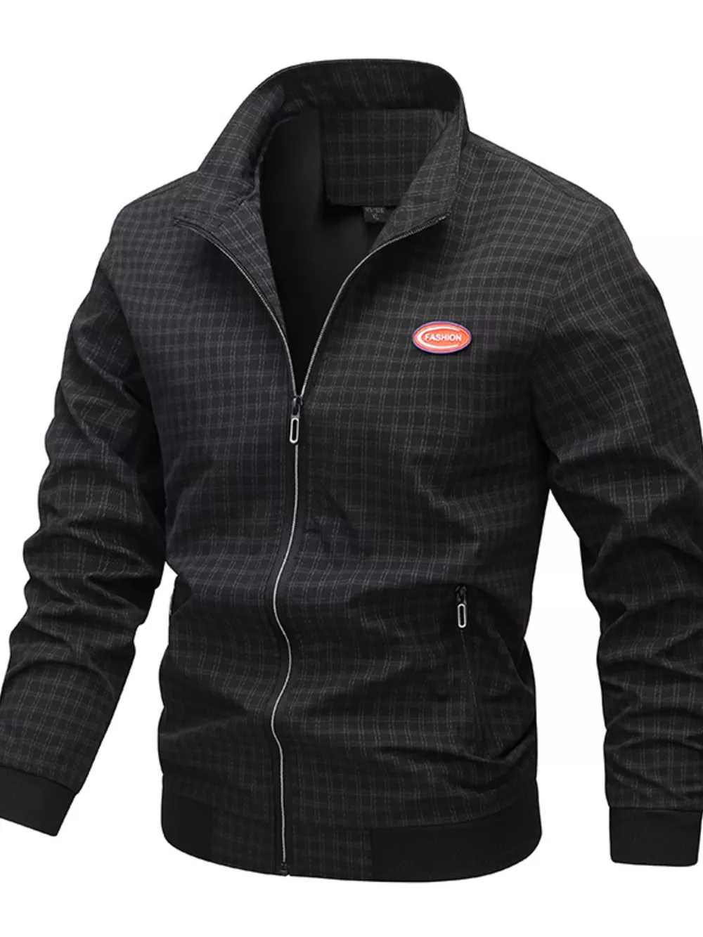 Men's Plus Size Plaid Lightweight Zip-Up Jacket