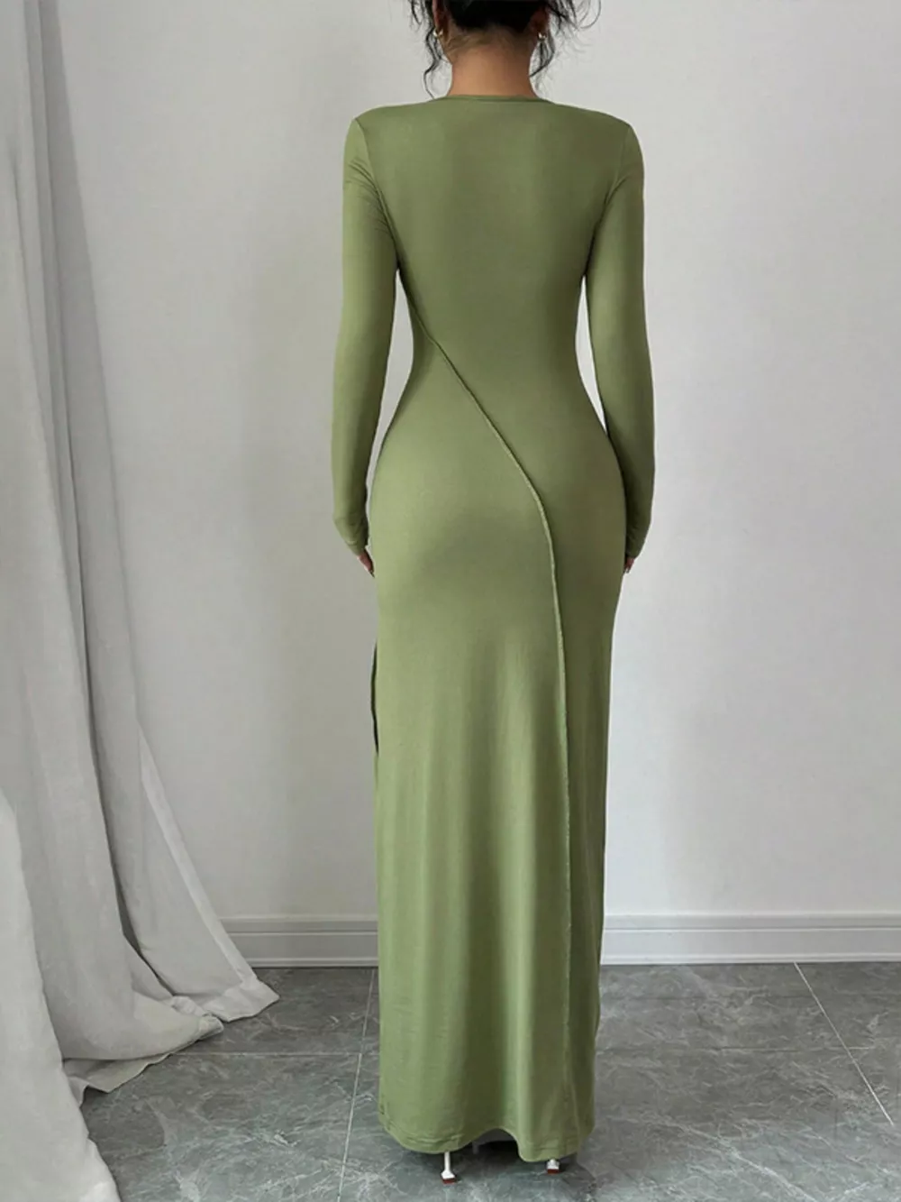 Exposed Seam Long Sleeve Maxi Dress, image 4