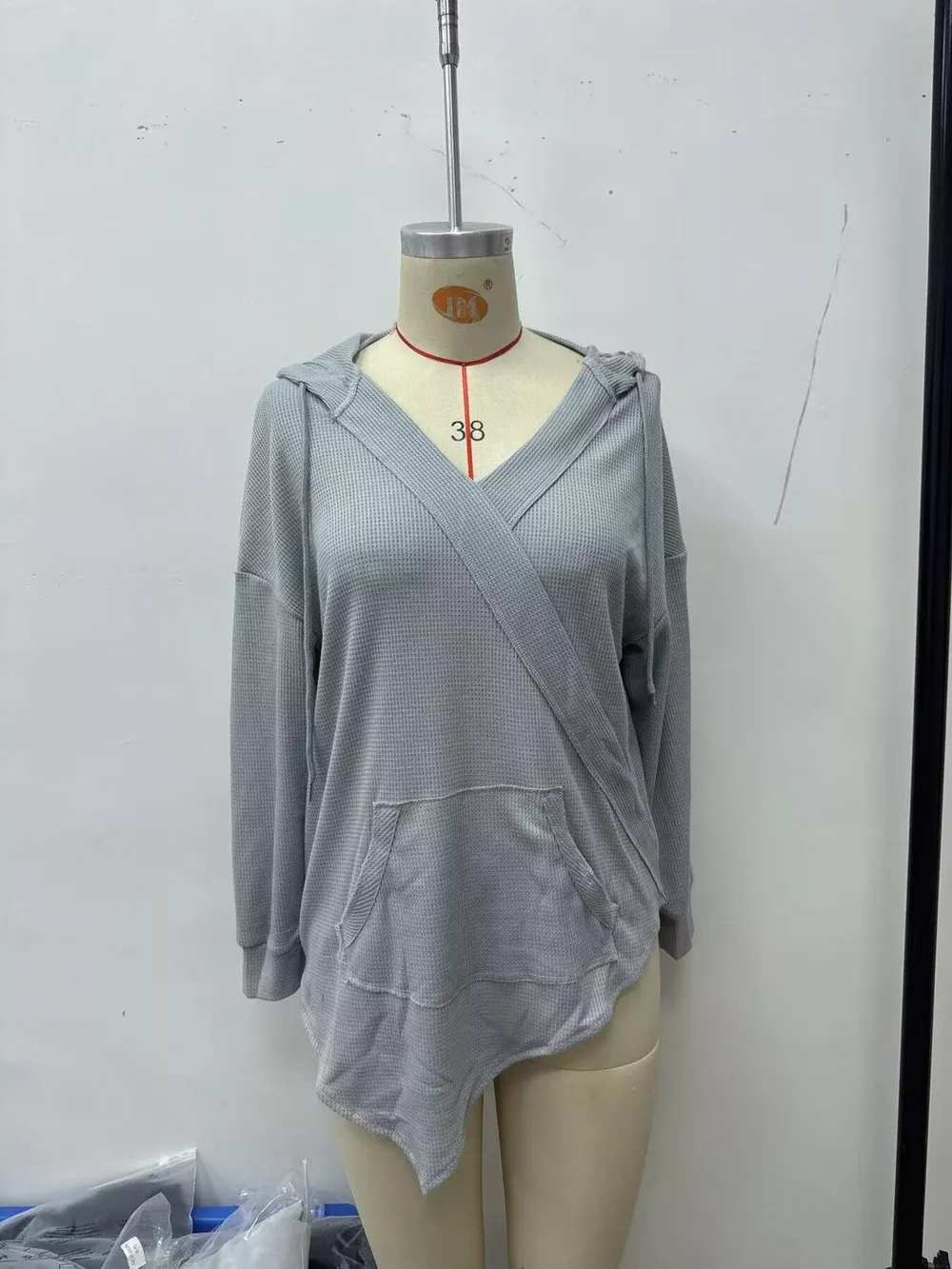 Drawstring Waffle Knit Hoodie, image 5