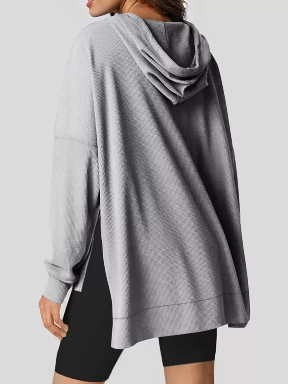 Oversized Drawstring Side Slit Hoodie, image 17
