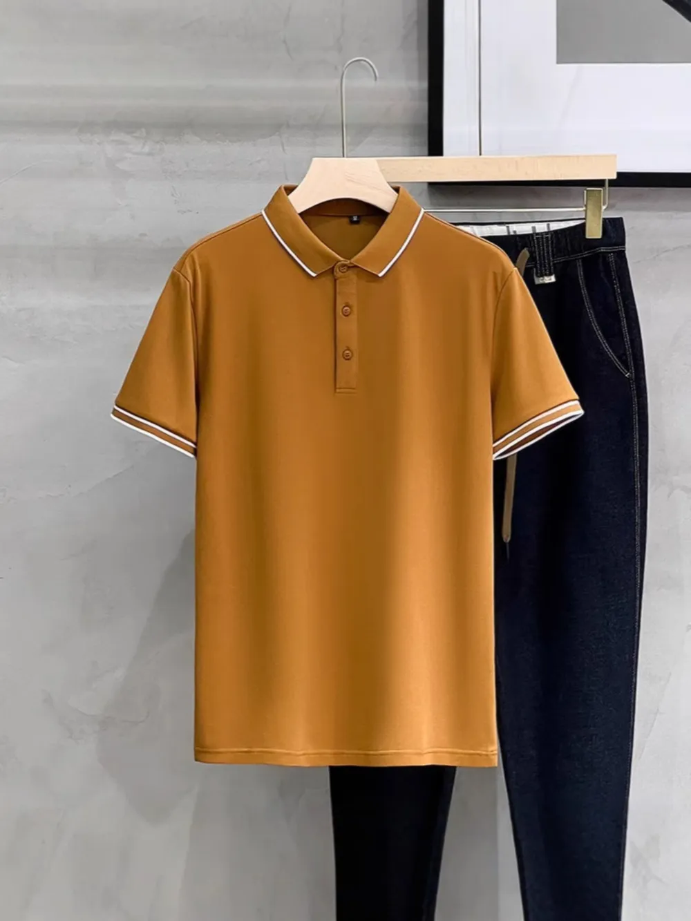Men's Plus Size Contrast Trim Short Sleeve Polo, image 3