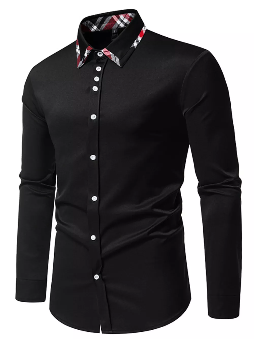 Men's Slim Fit Long Sleeve Plaid Trim Shirt, image 10
