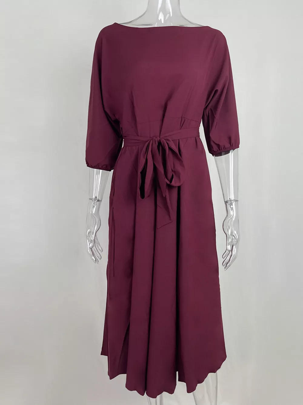 Boat Neck Tie Waist Dress, image 9