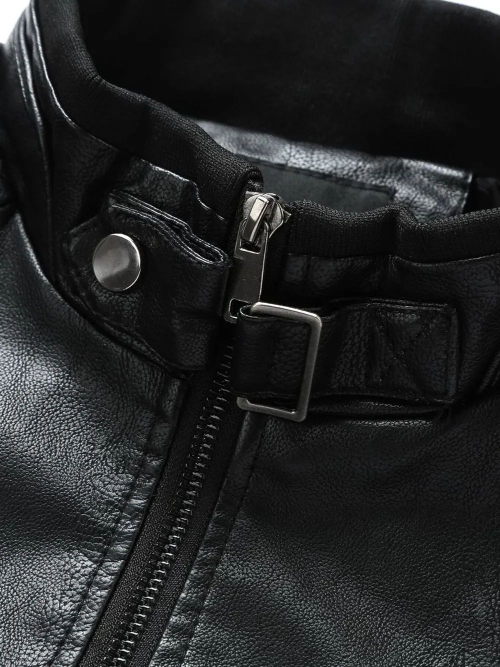 Men's Plus Size Zip Up Leather Moto Jacket, image 7