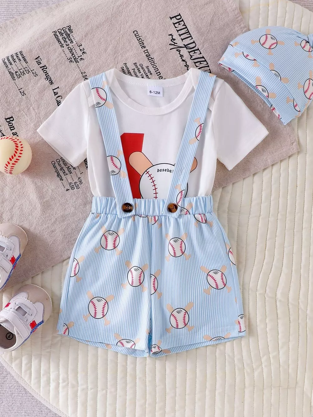 Children's Baseball Themed Bodysuit and Suspender Set, image 5