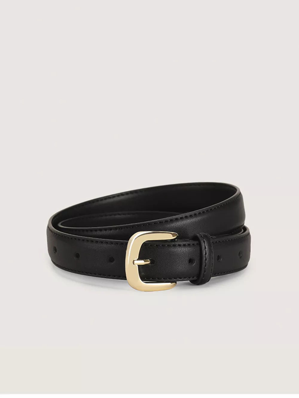 Cowhide Leather Belt with Golden Buckle
