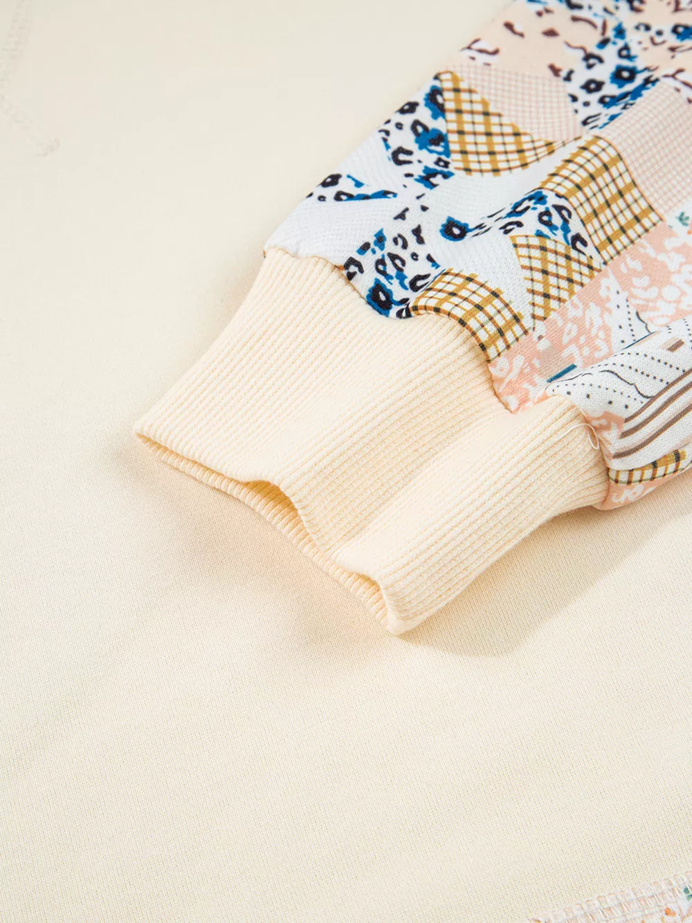 Geo Pattern Patchwork Hoodie with Kangaroo Pocket, image 5