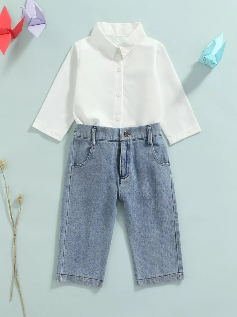 Children's Button Up Shirt and Jeans Set