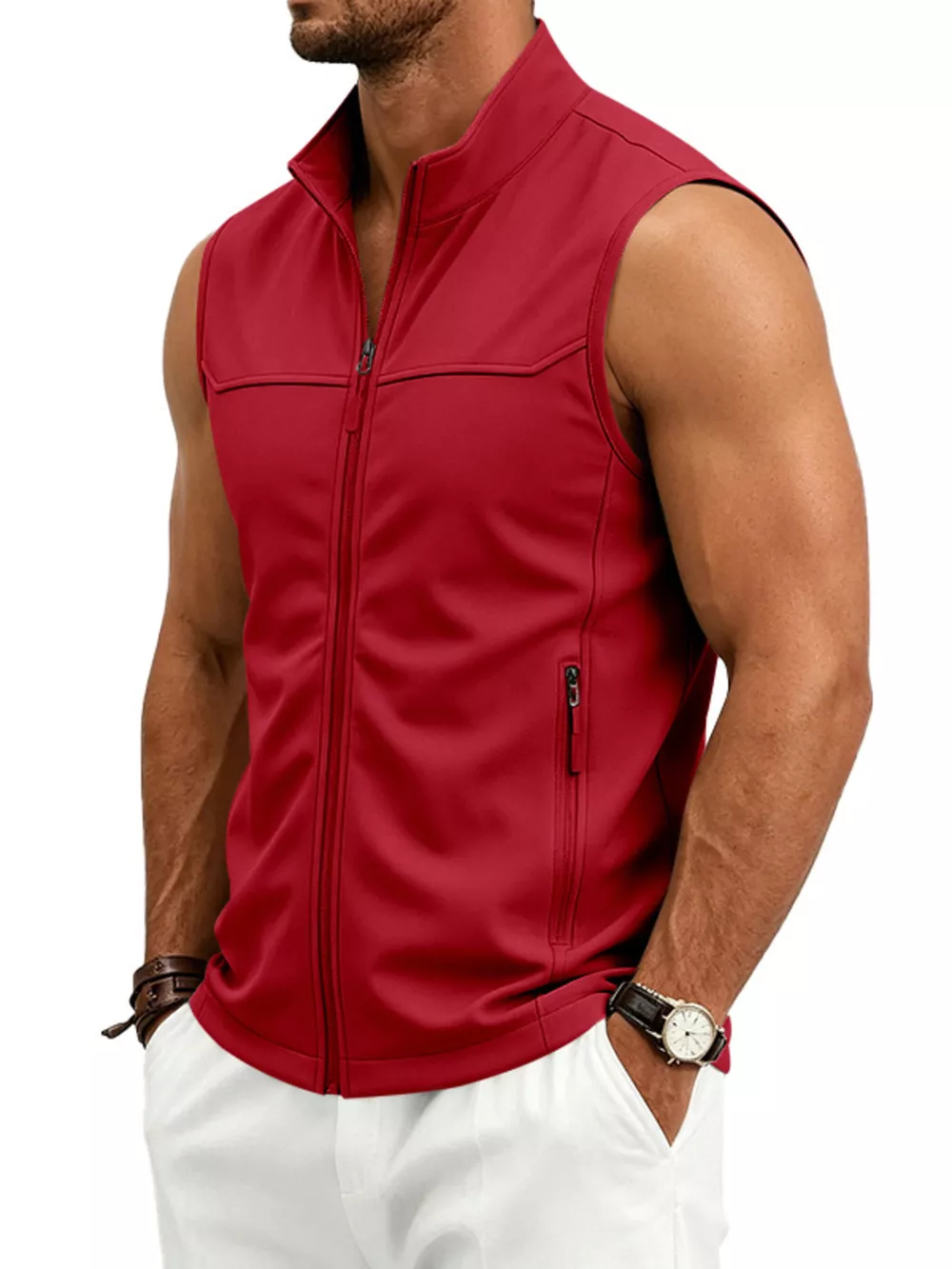 Men's Plus Size Zip Up Vest, image 5