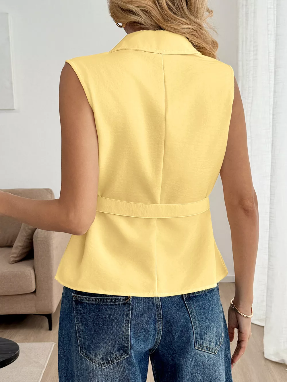 Button Front Sleeveless Blouse, image 4