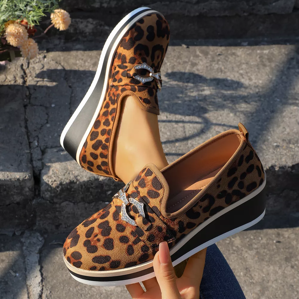 Leopard Print Wedge Loafers, image 7