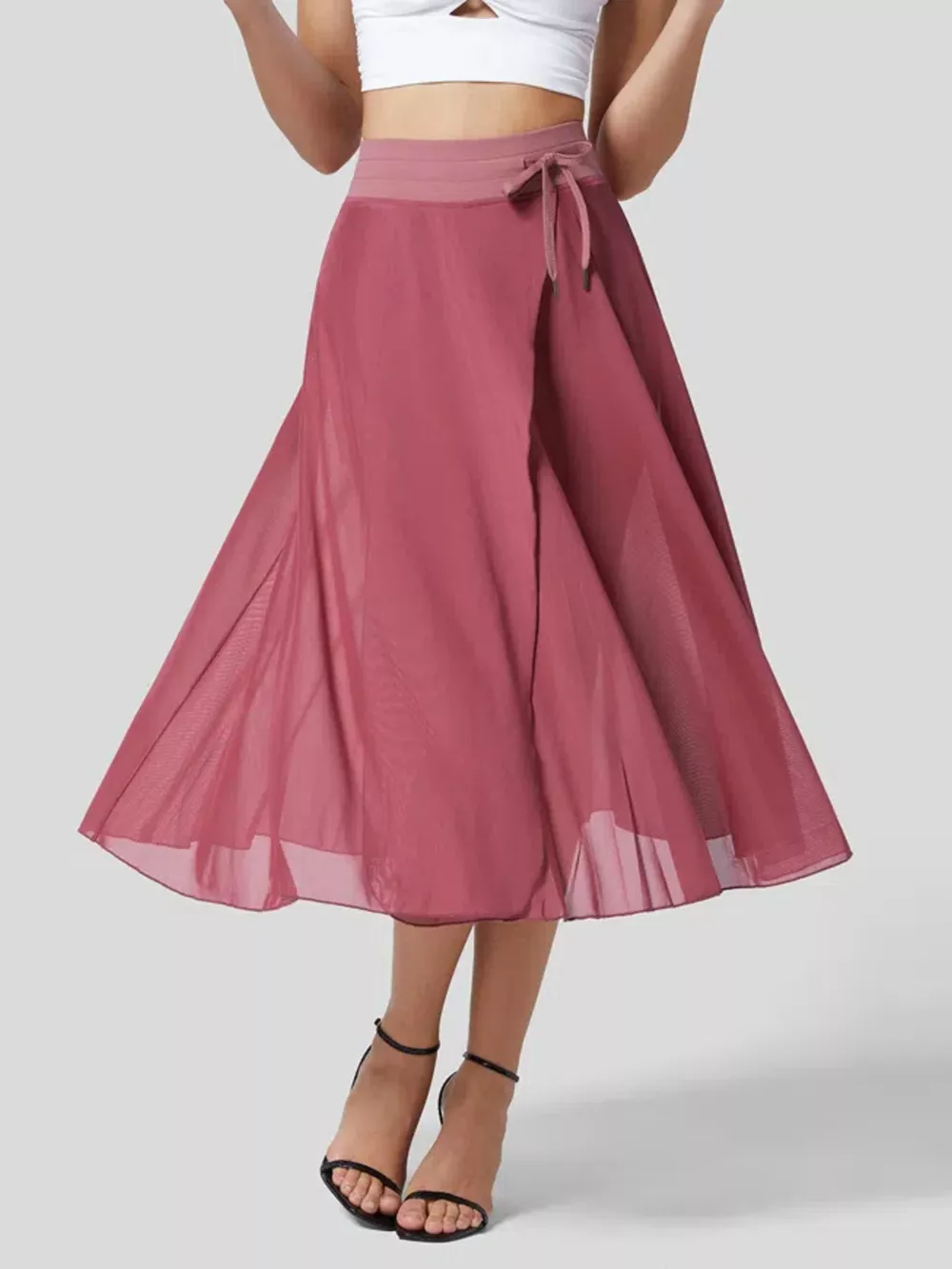Slit Flowy Skirt with Shorts Liner, image 17