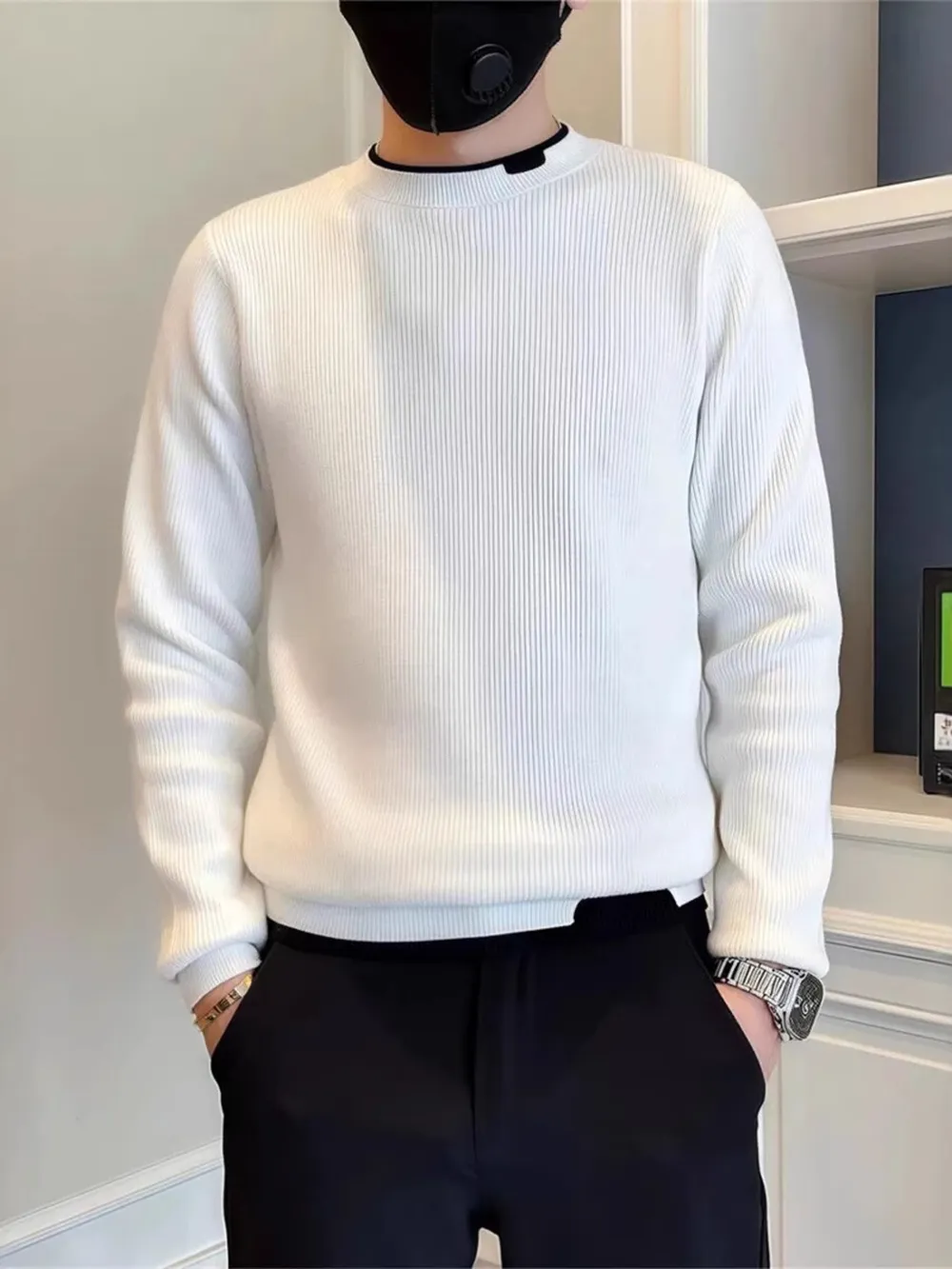 Men's Plus Size Slim Fit Ribbed Knit Top, image 3