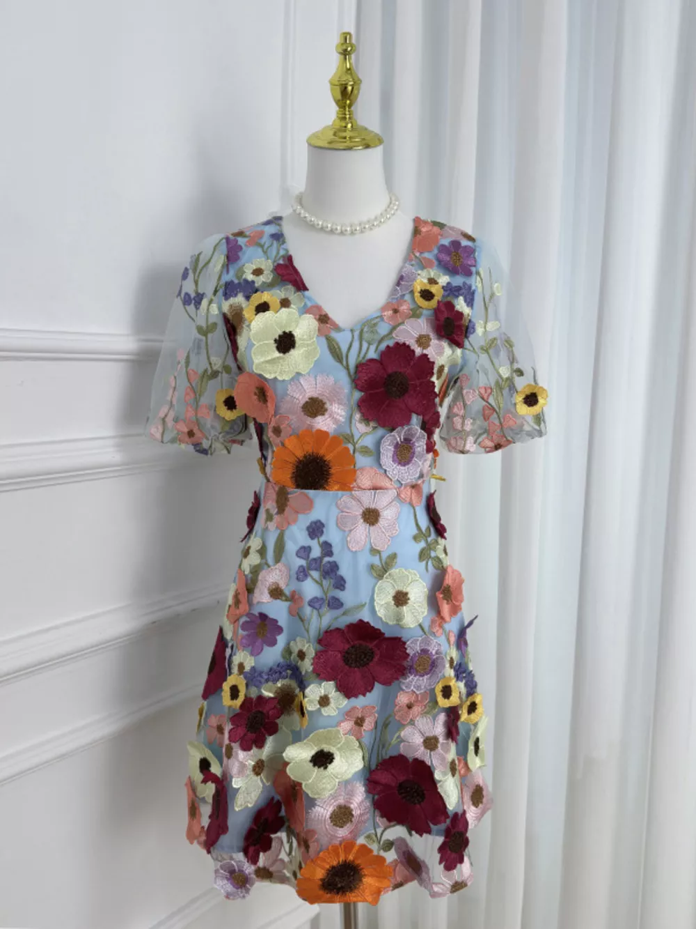 Plus Size Embroidered Floral V-Neck Mini Dress, image 21