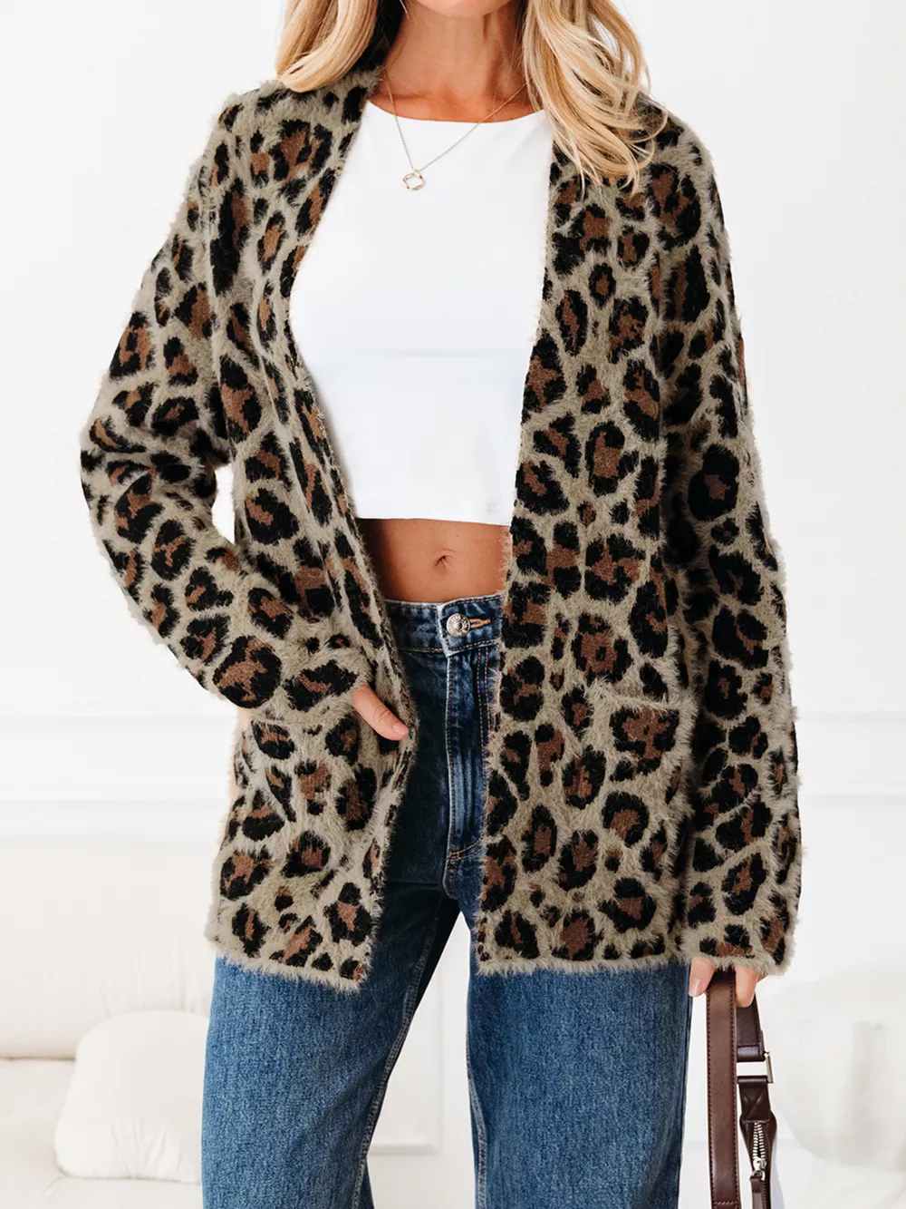 Leopard Open Casual Cardigan, image 9