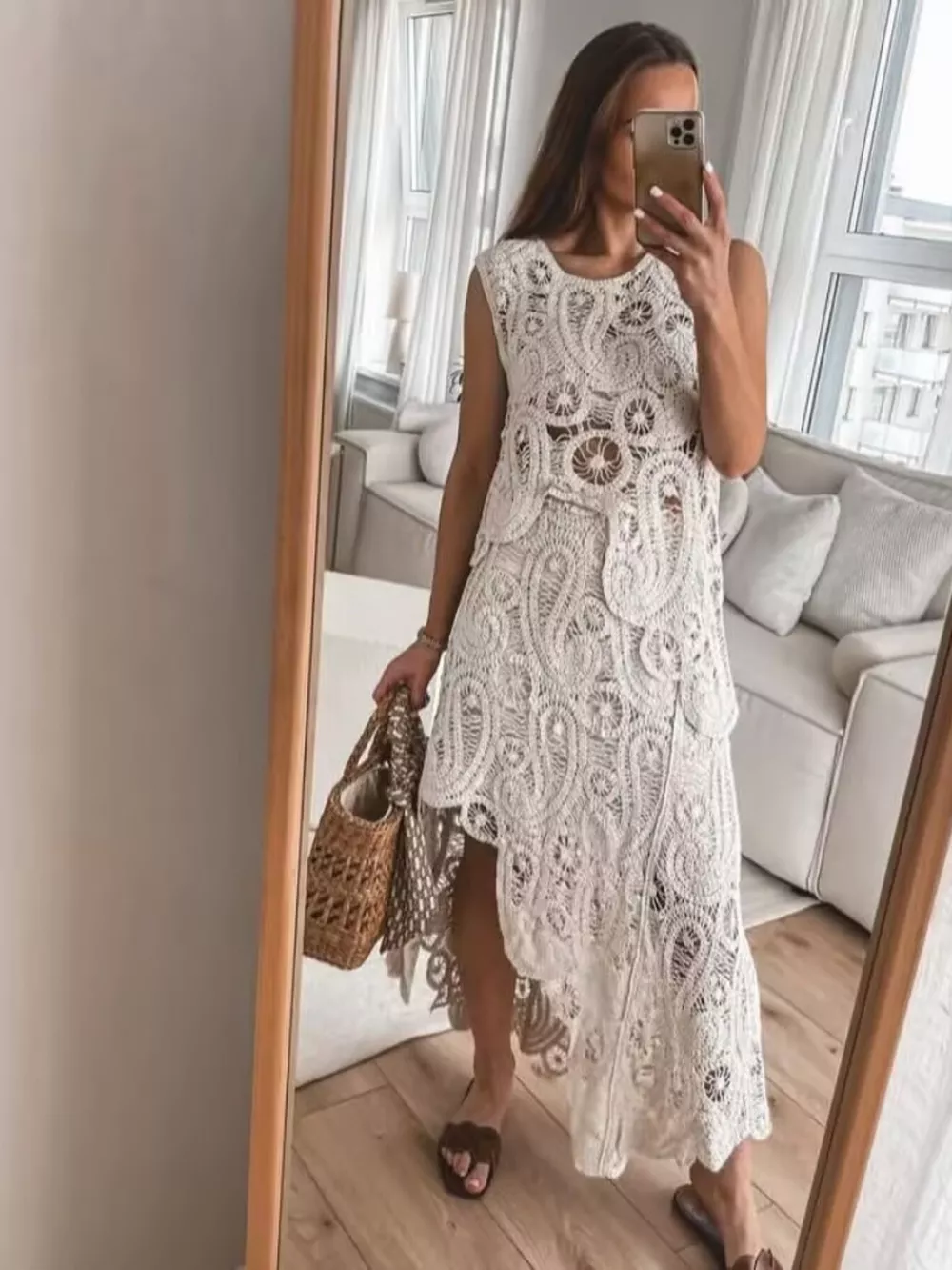 Crochet Sleeveless Tank and Skirt Set, image 2
