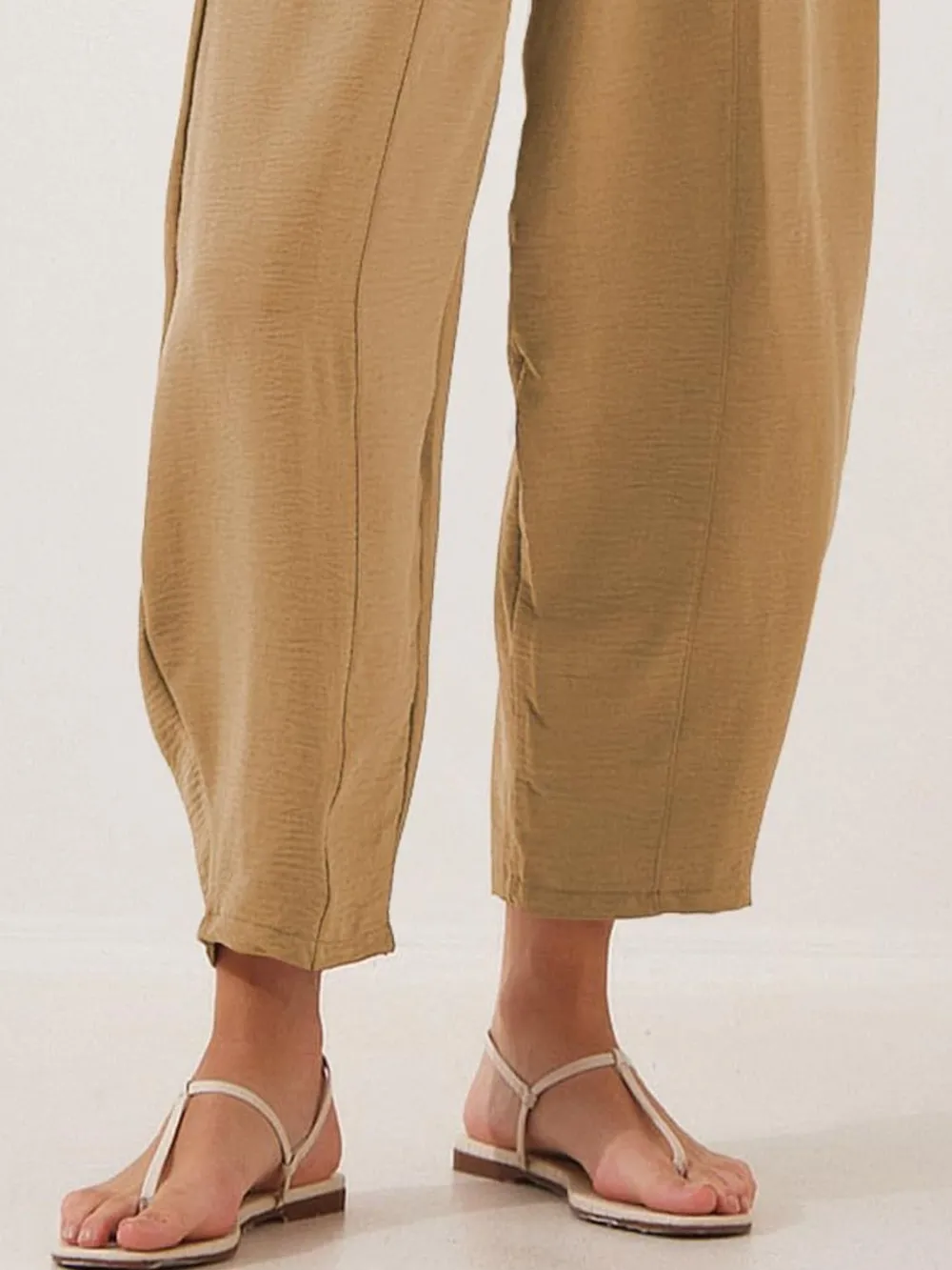 Full Size Drawstring Wide Leg Cropped Pants Plus Size, image 21