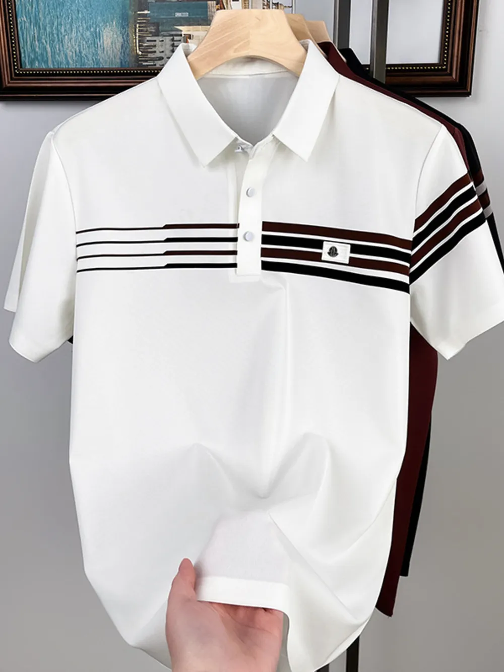 Men's Button Detail Short Sleeve Polo, image 2