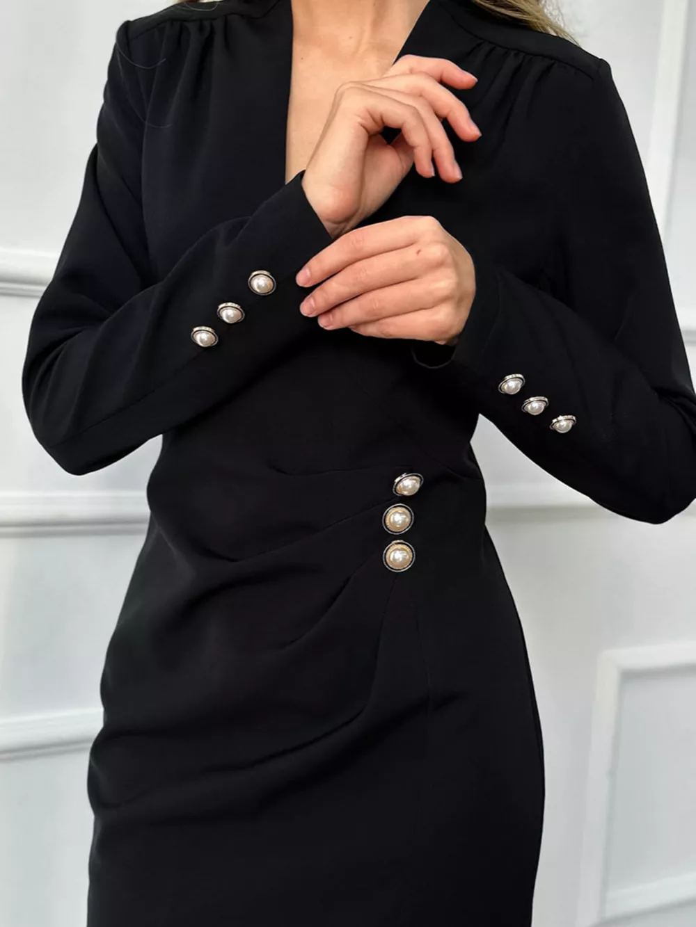 Ruched Surplice Long Sleeve Dress, image 11