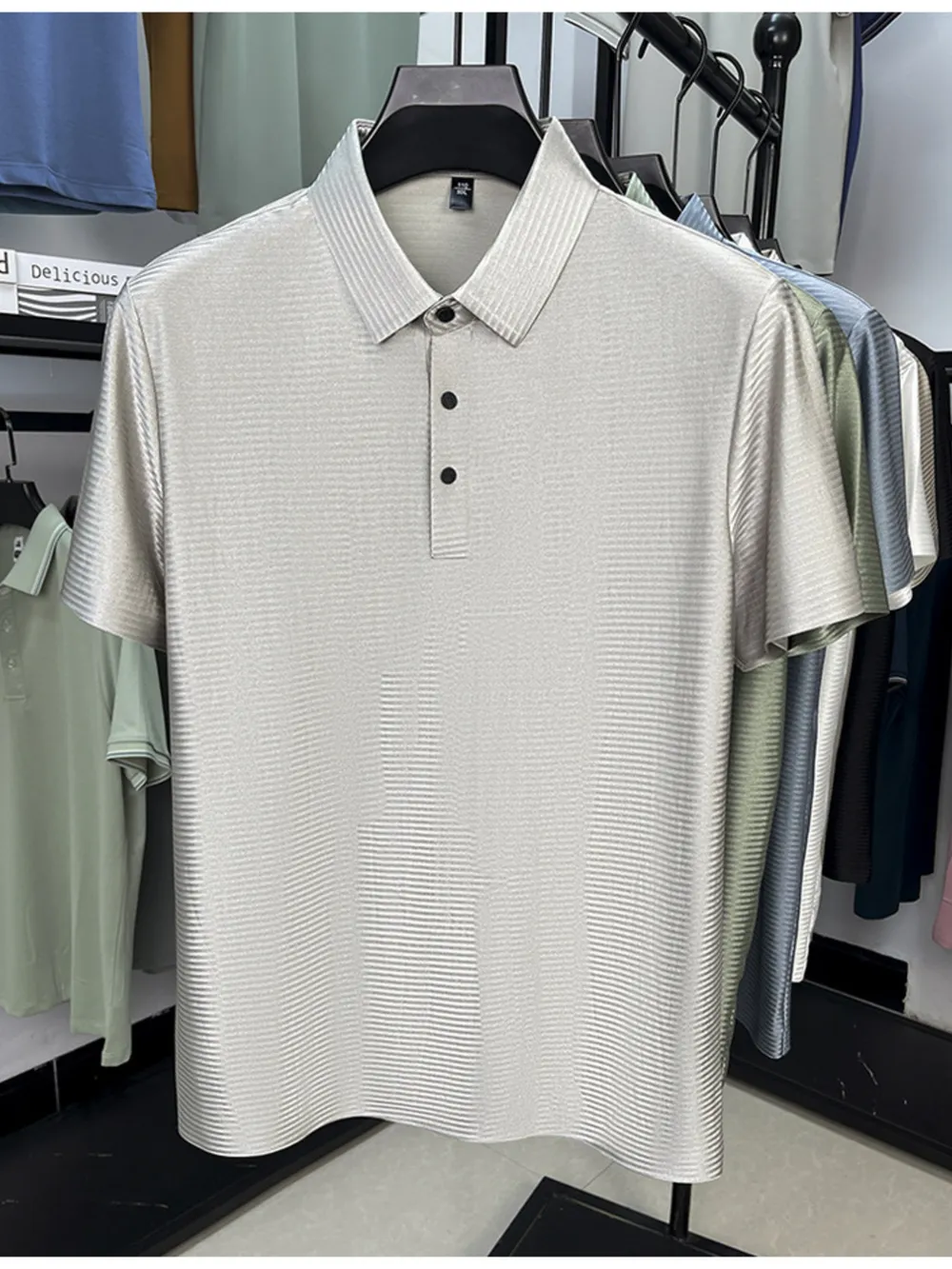 Men's Plus Size Button Detail Short Sleeve Polo, image 2