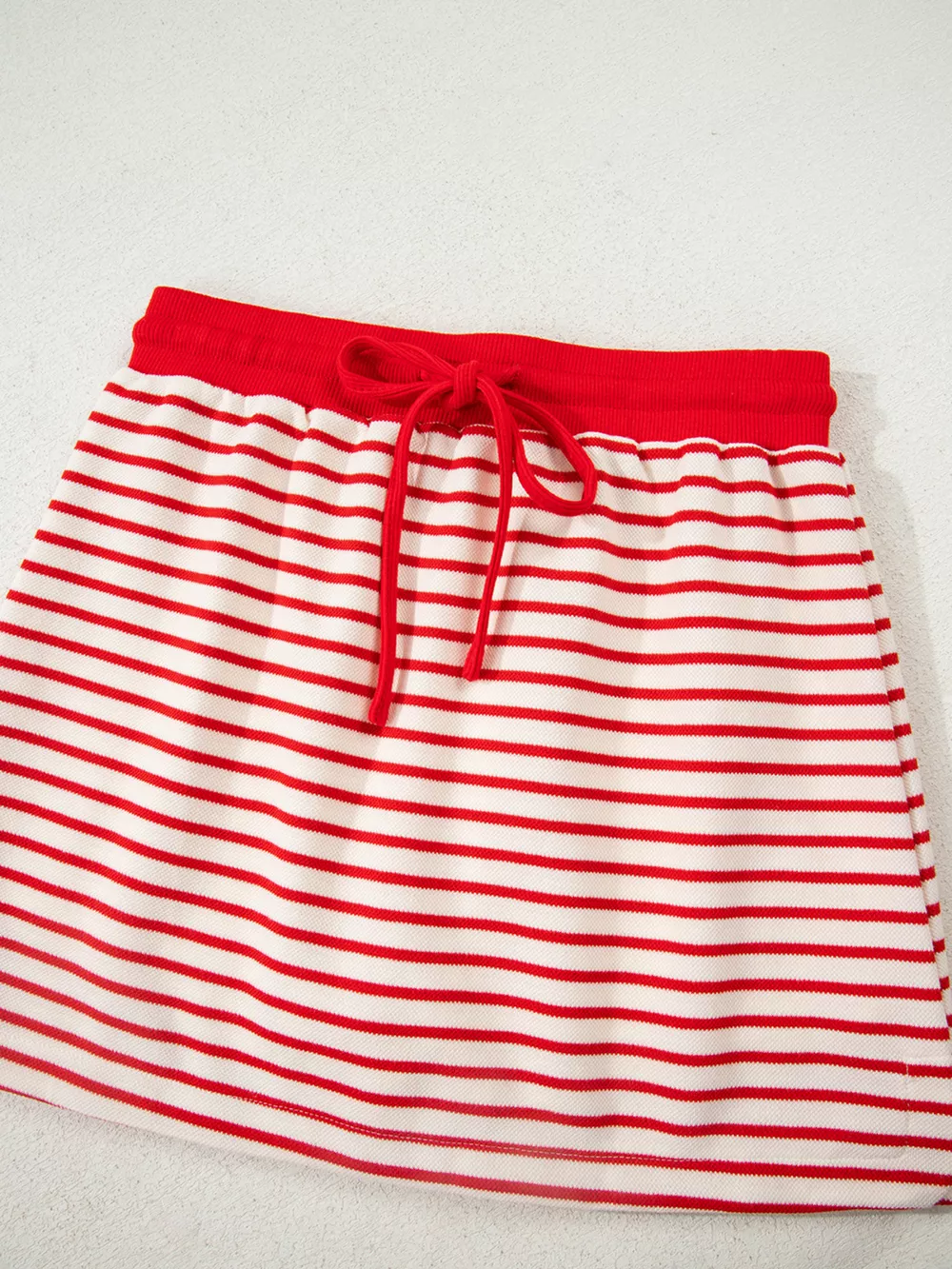 Stripe Collared V Neck Drop Shoulder Pullover and Skort 2pcs Outfit, image 9