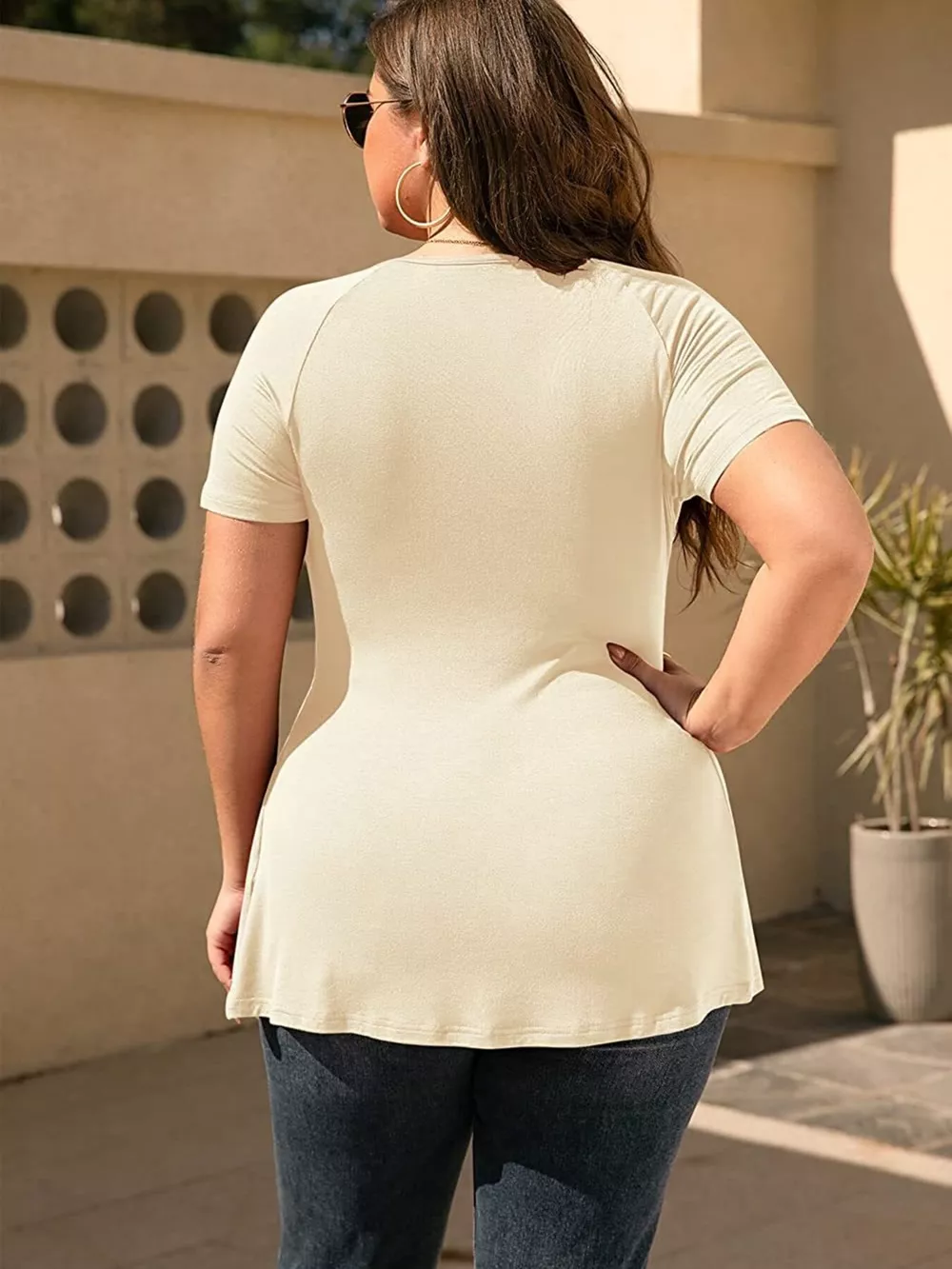 Plus Size Surplice Short Sleeve T-Shirt, image 2