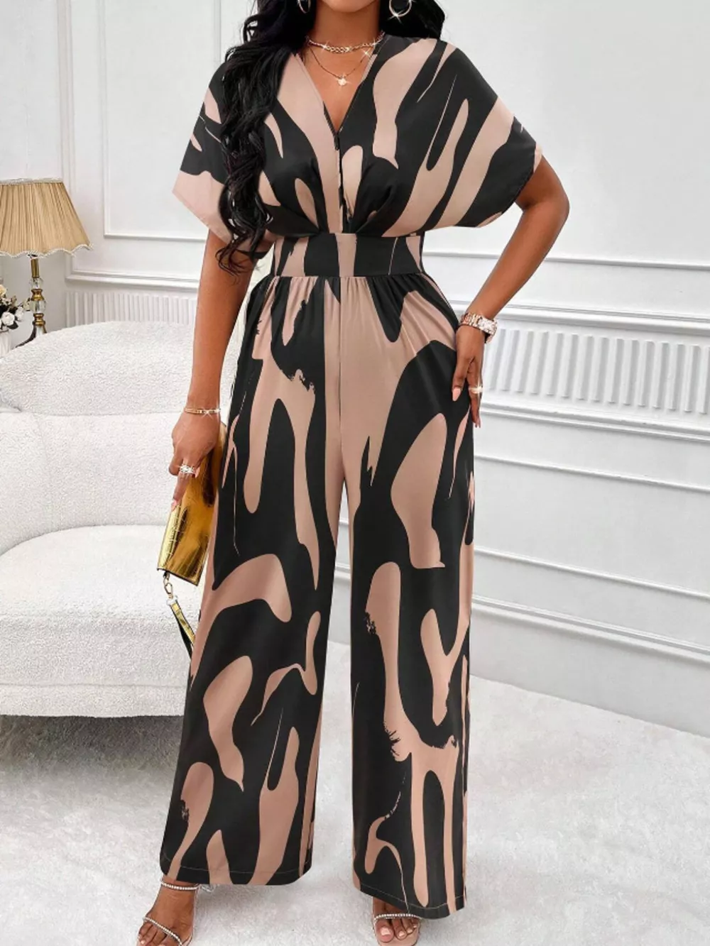 Abstract Print Wide-Leg Jumpsuit, image 6