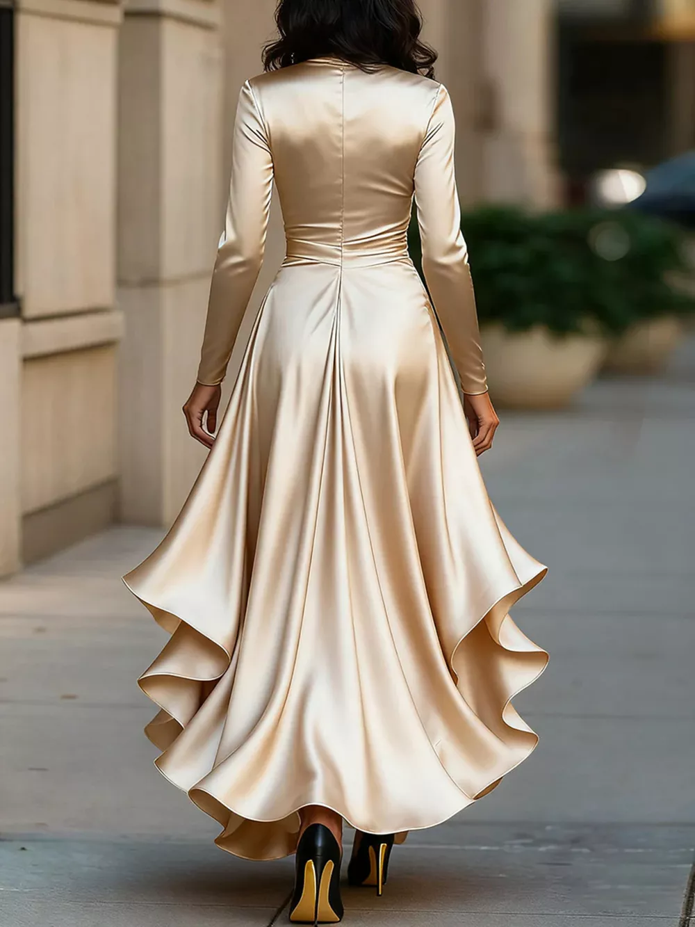 Elegant Wrap Dress with Ruffled Hem, image 4
