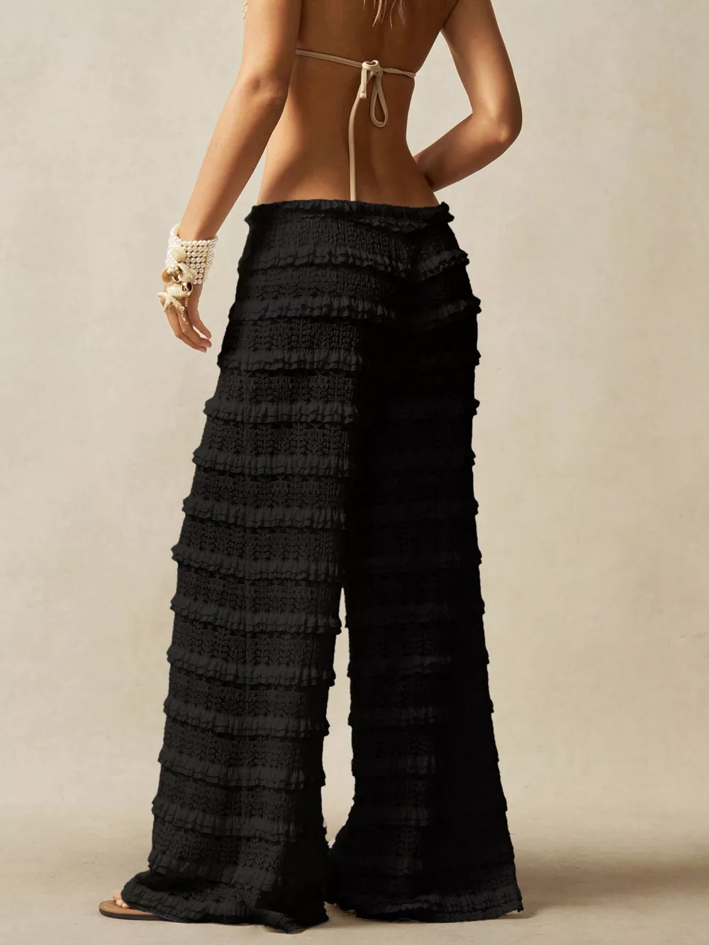 Lace Drawstring Wide-Leg Pants, image 10