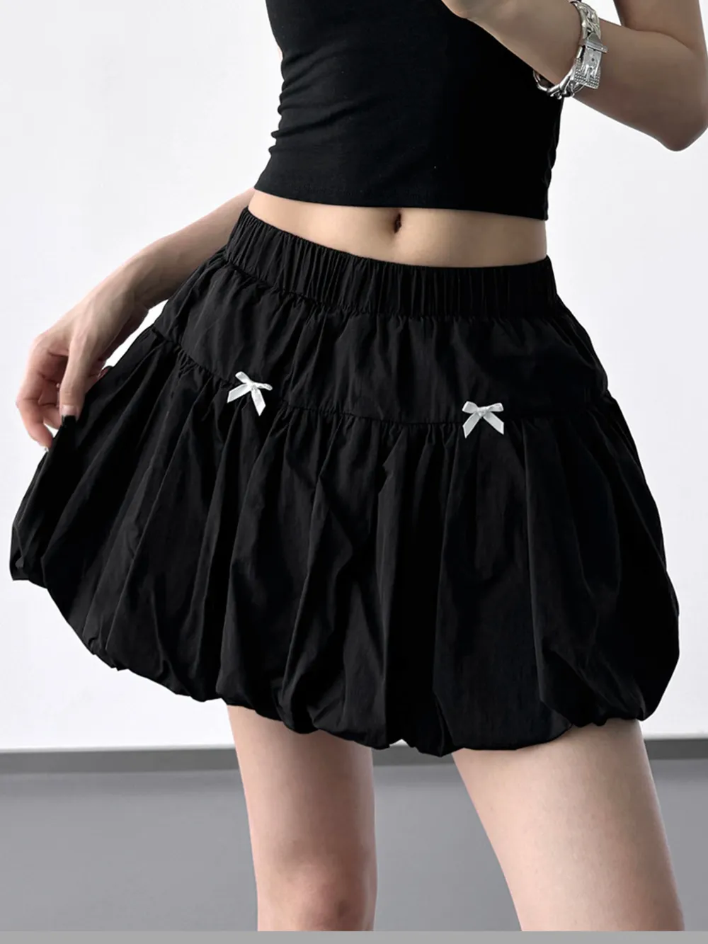 Bubble Hem Elastic Waist Mini Skirt, image 6
