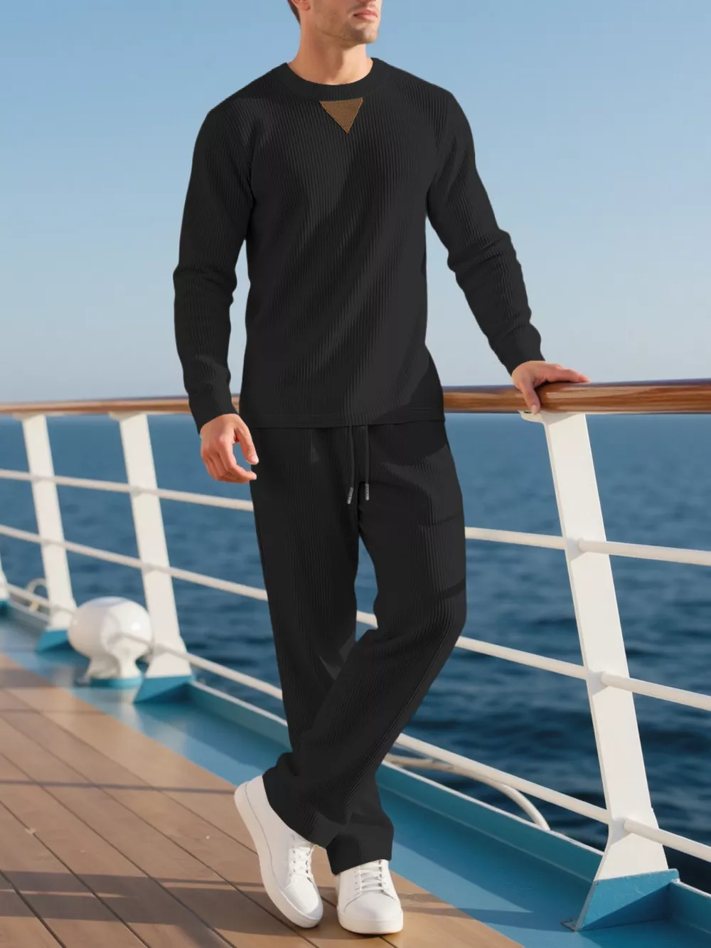 Men's Full Size Casual Crewneck Long Sleeve Sweatshirt and Jogger Set Plus Size, image 9