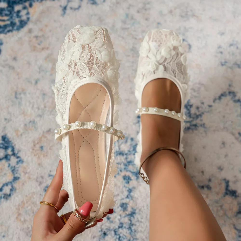 Lace Square Toe Slip-Ons, image 5