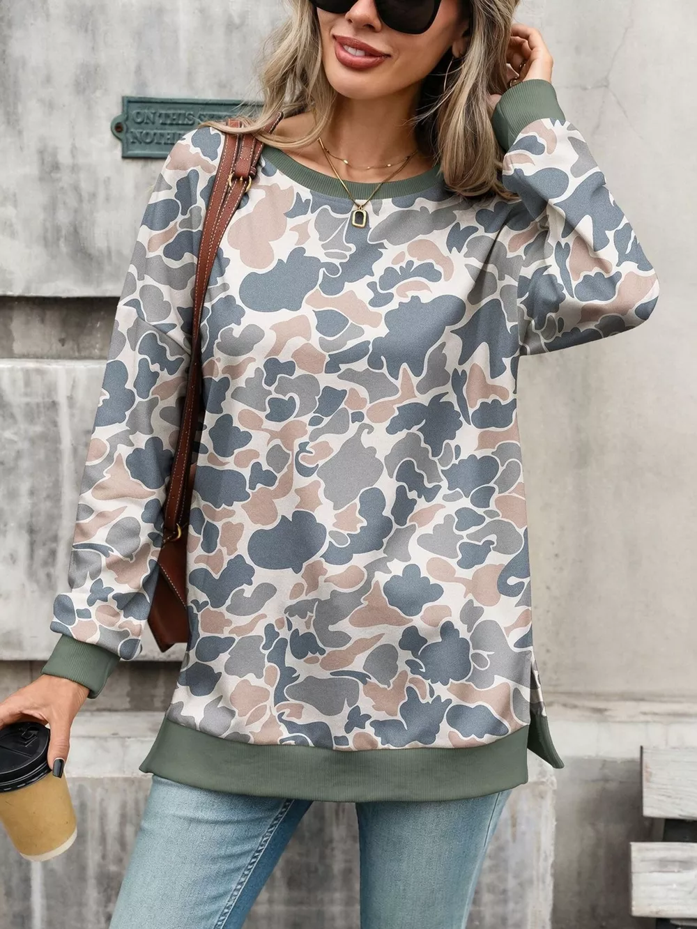 Camouflage Print Crewneck Sweatshirt, image 20