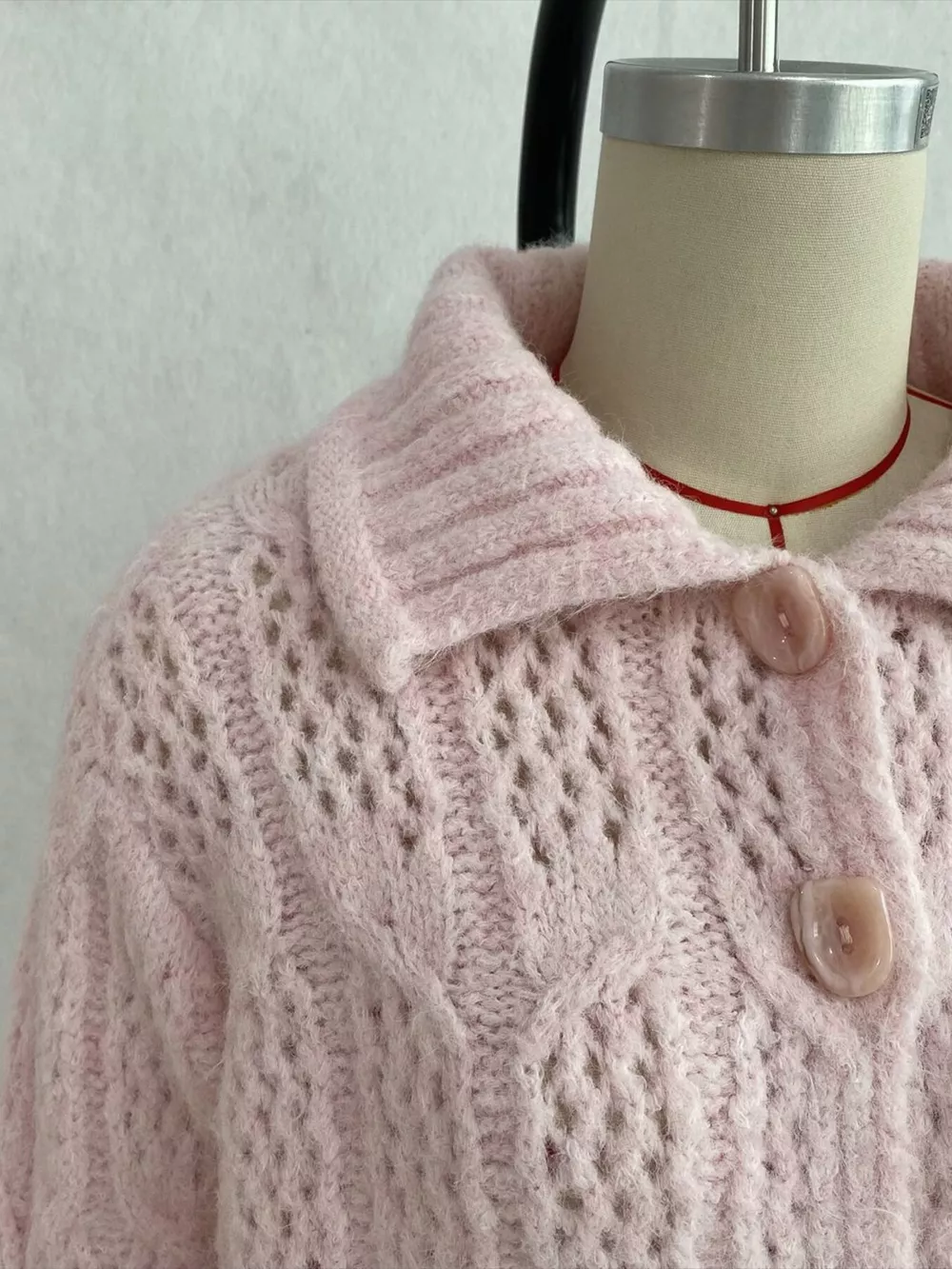 Cable-Knit Button Up Cardigan, image 6