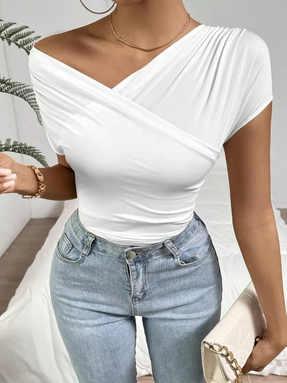 Cross-Wrap Slim Fit Top, image 7